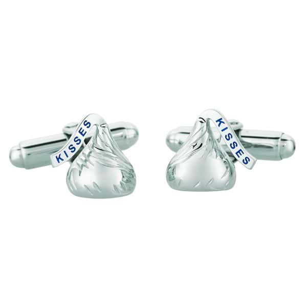 Flat Back Hershey's Kiss Small Cuff Links Sterling Silver