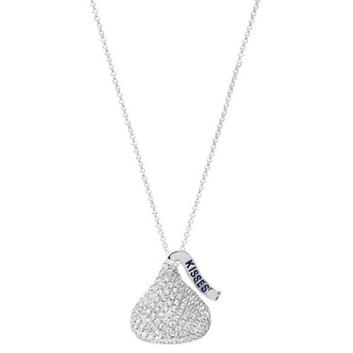 Hershey's Kiss Pendant 3D Necklace 14k White Gold (0.50ct)