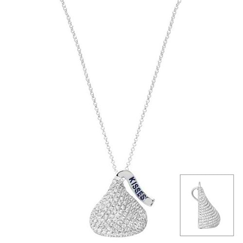 Hershey's Kiss Pendant Flat Back Necklace 14k White Gold (0.50ct)