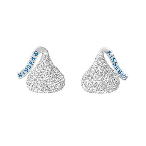 Hershey's Kiss Flat Back Stud Earrings 14k White Gold (0.50ct)
