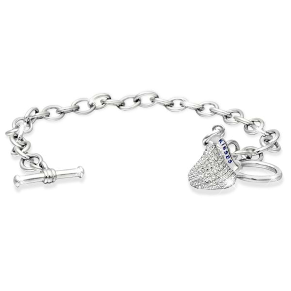Hershey's Kiss Diamond Toggle Bracelet 1 Charm 14k White Gold (0.50ct)