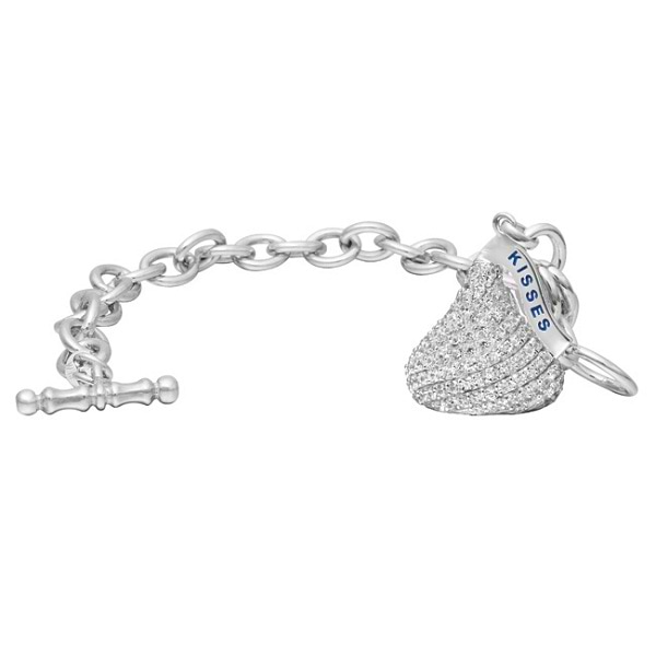 Hershey's Kiss Diamond Toggle Bracelet 1 Charm 14k White Gold (1.60ct)
