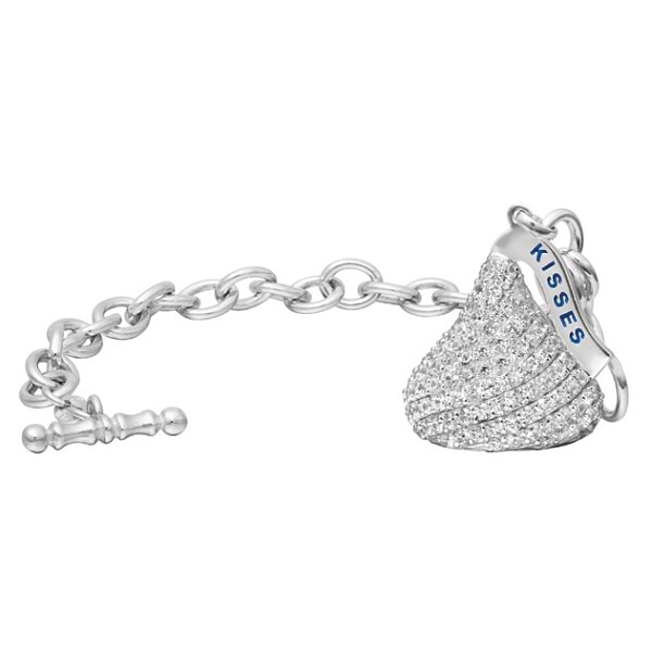 Hershey's Kiss Diamond Toggle Bracelet 1 Charm 14k White Gold (2.25ct)