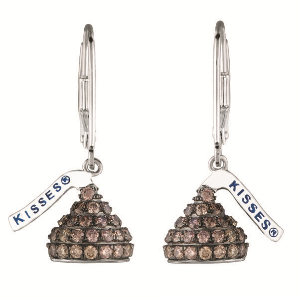 Hershey's Kiss Brown Diamond Drop Earrings 14k White Gold (0.80ct)