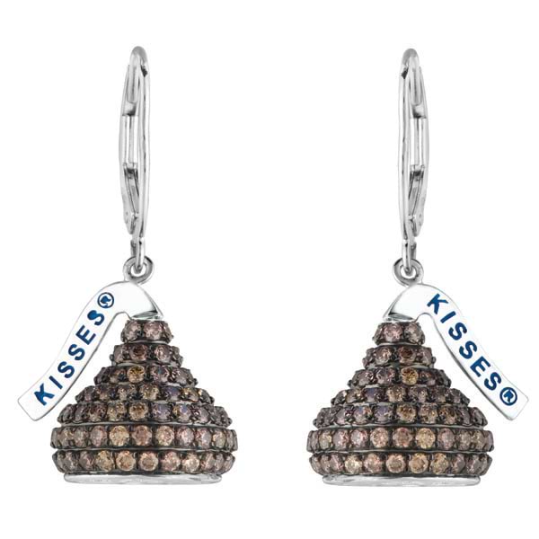 Hershey's Kiss Brown Diamond Drop Earrings 14k White Gold (1.50ct)