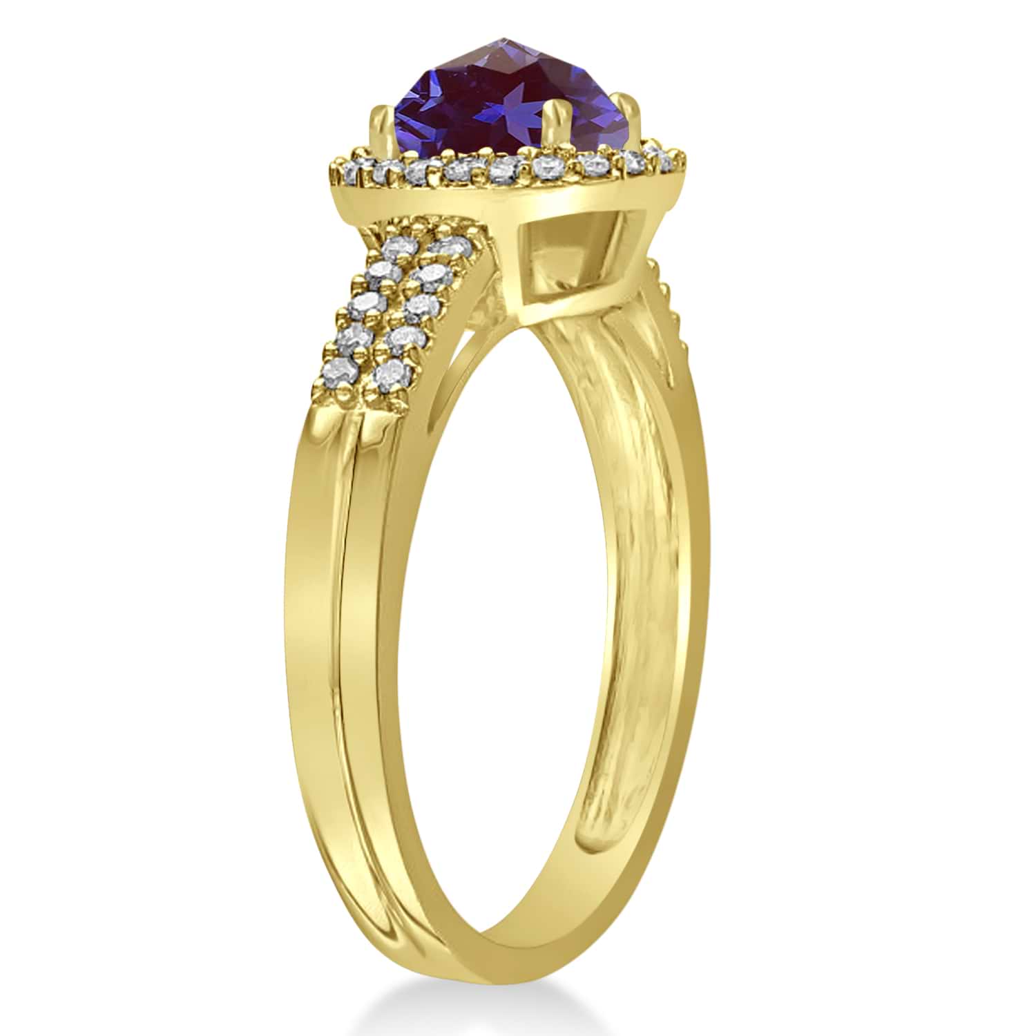 Lab Alexandrite & Diamond Oval Engagement Ring 14k Yellow Gold (1.01ct)