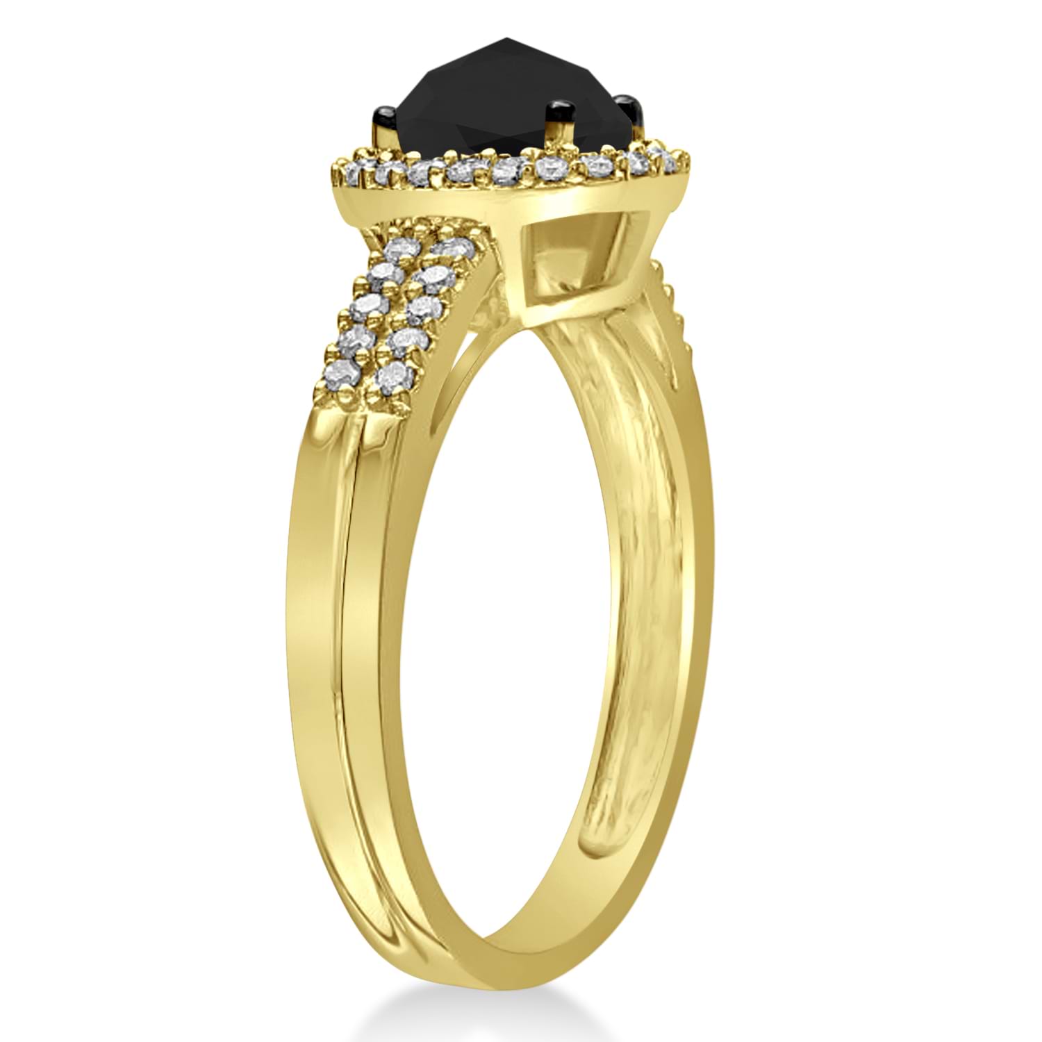 Black & White Diamond Oval Engagement Ring 14k Yellow Gold (1.01ct)
