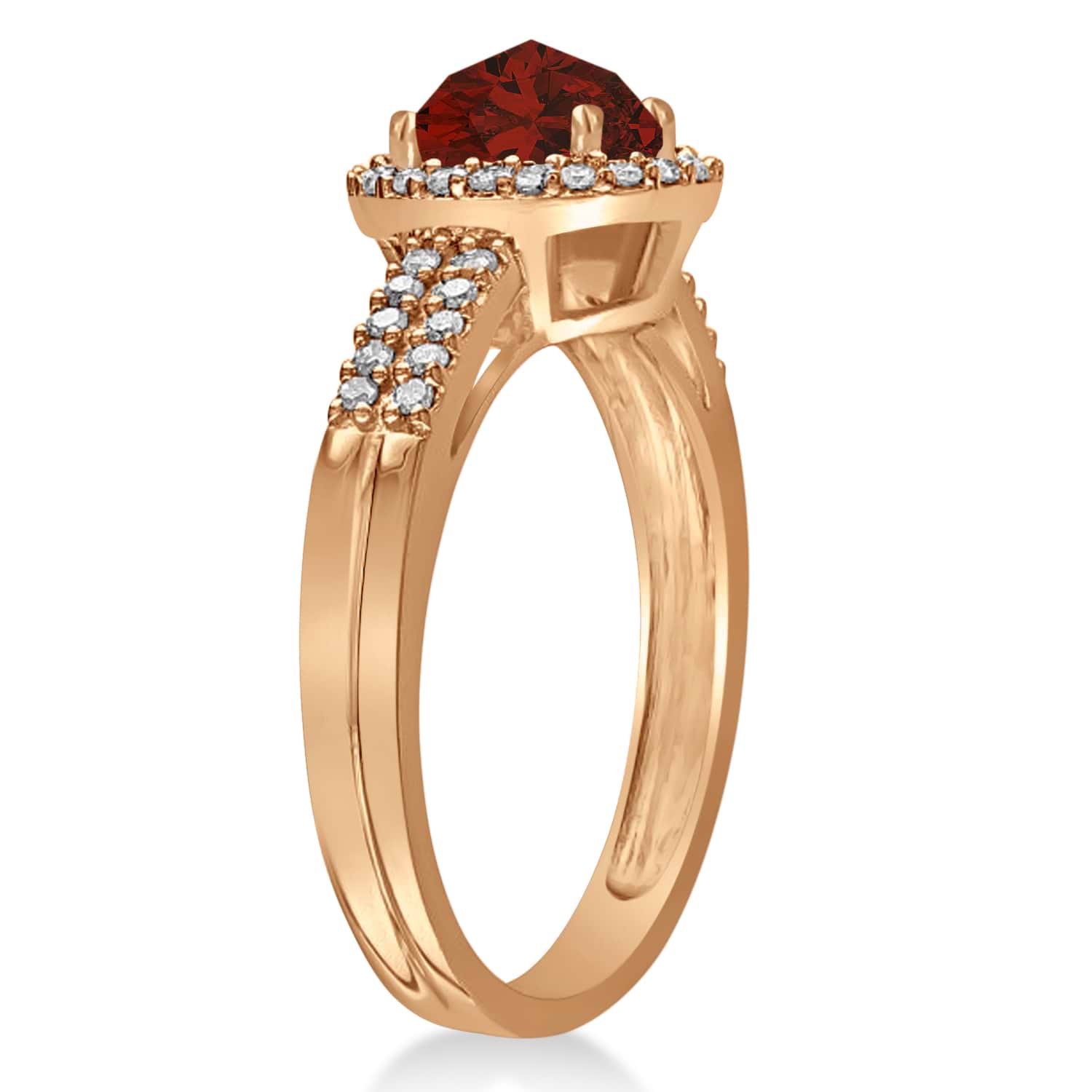 Garnet & Diamond Oval Engagement Ring 14k Rose Gold (1.01ct)