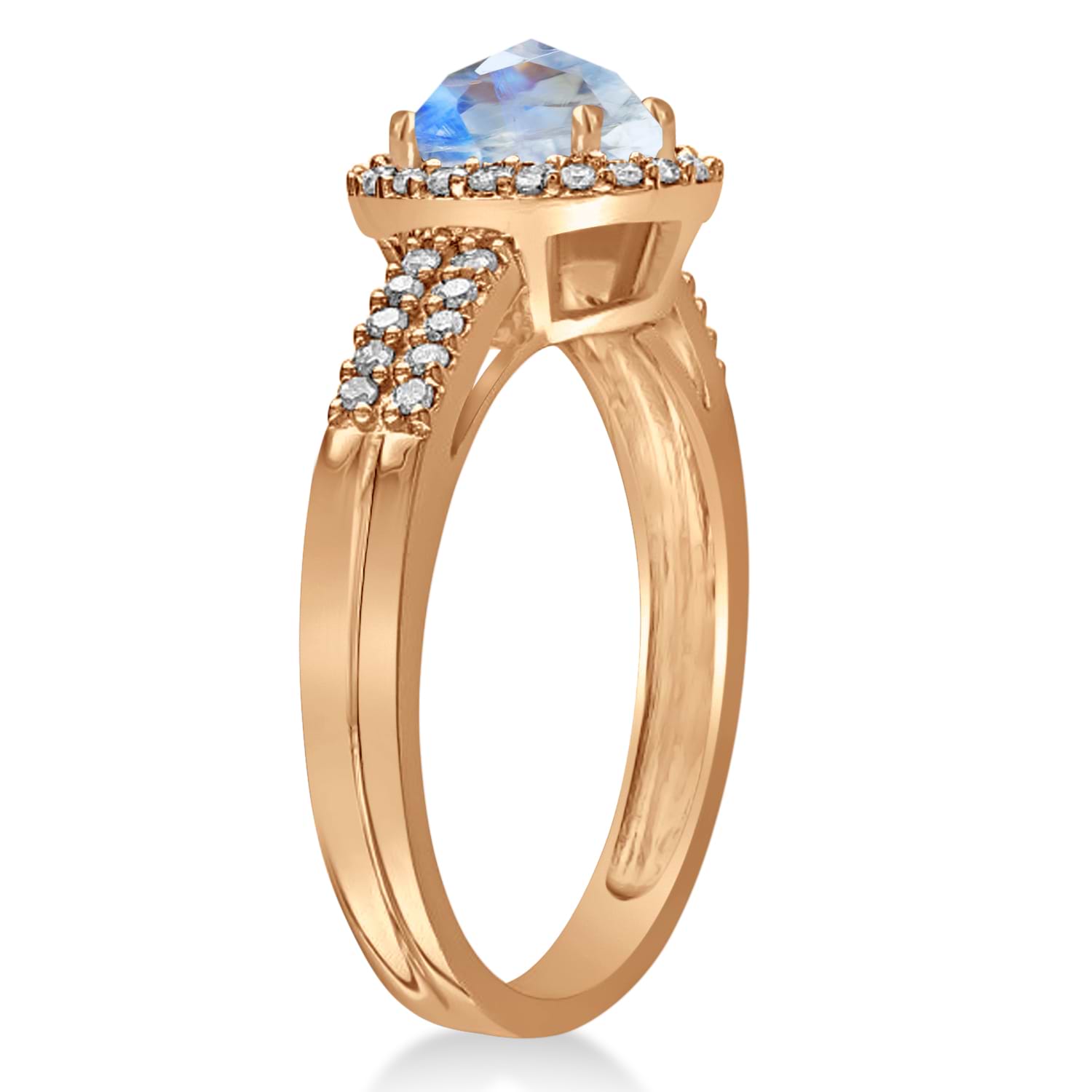 Moonstone & Diamond Oval Engagement Ring 14k Rose Gold (1.01ct)