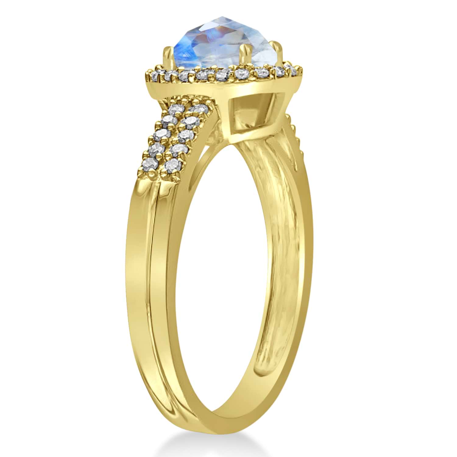 Moonstone & Diamond Oval Engagement Ring 14k Yellow Gold (1.01ct)