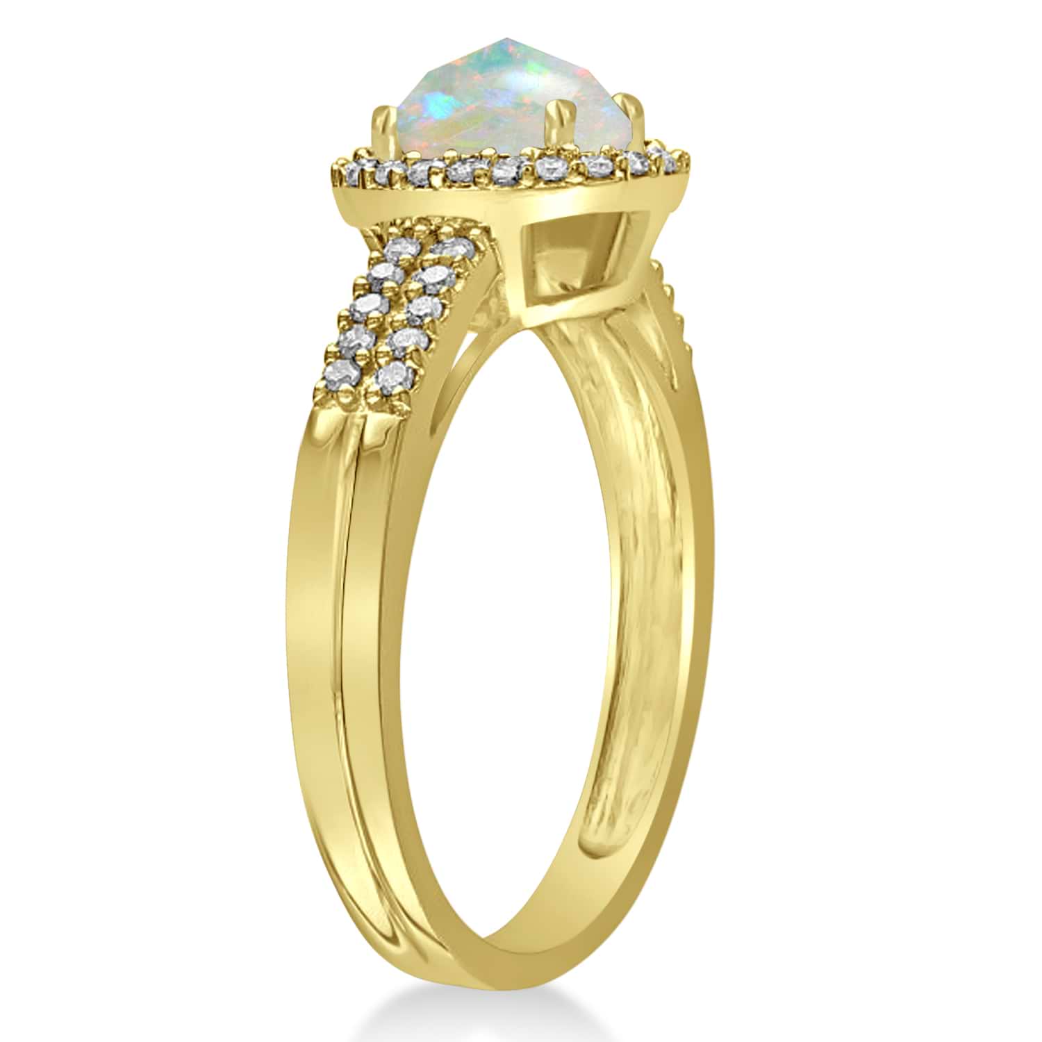 Opal & Diamond Oval Engagement Ring 14k Yellow Gold (1.01ct)