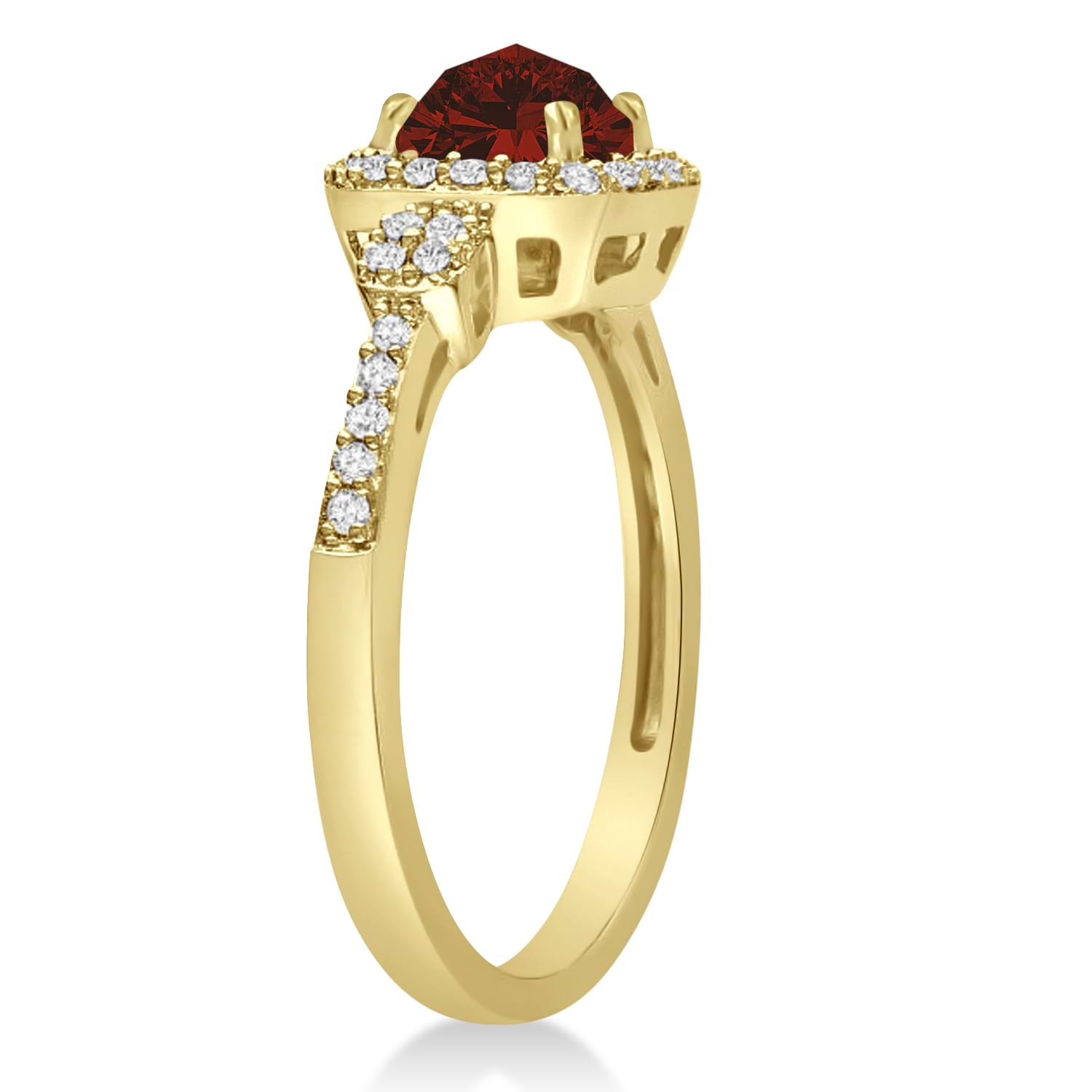 Garnet & Diamond Diamond Halo Engagement Ring 14k Yellow Gold (1.01ct)