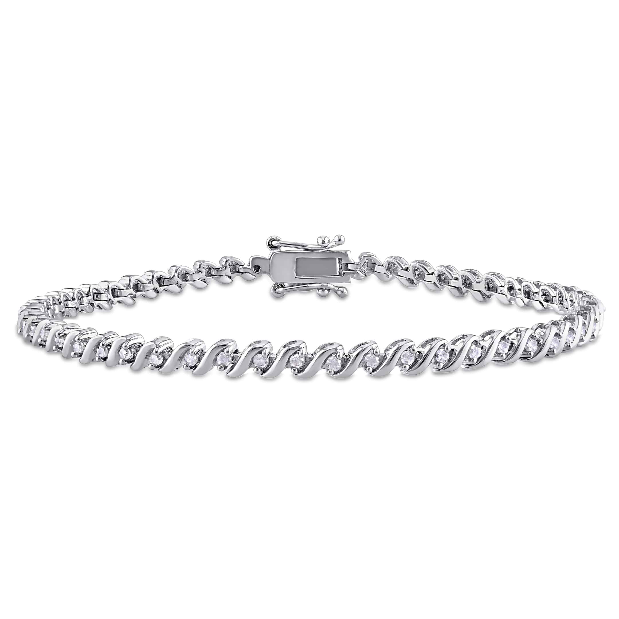 Diamond Accented Tennis Bracelet Sterling Silver (0.50ct)