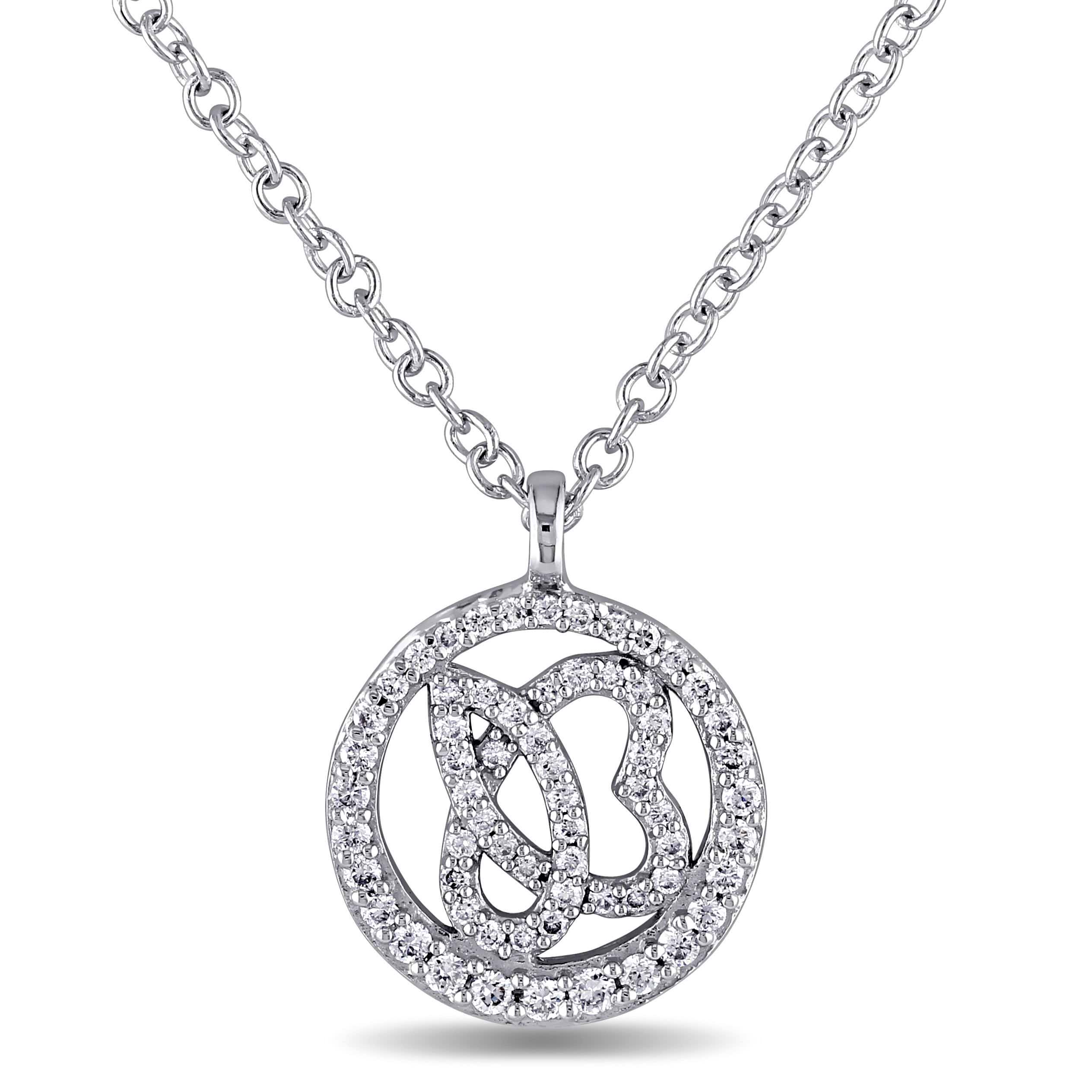 Diamond Circle Heart Pendant Necklace 14k White Gold (0.25ct)