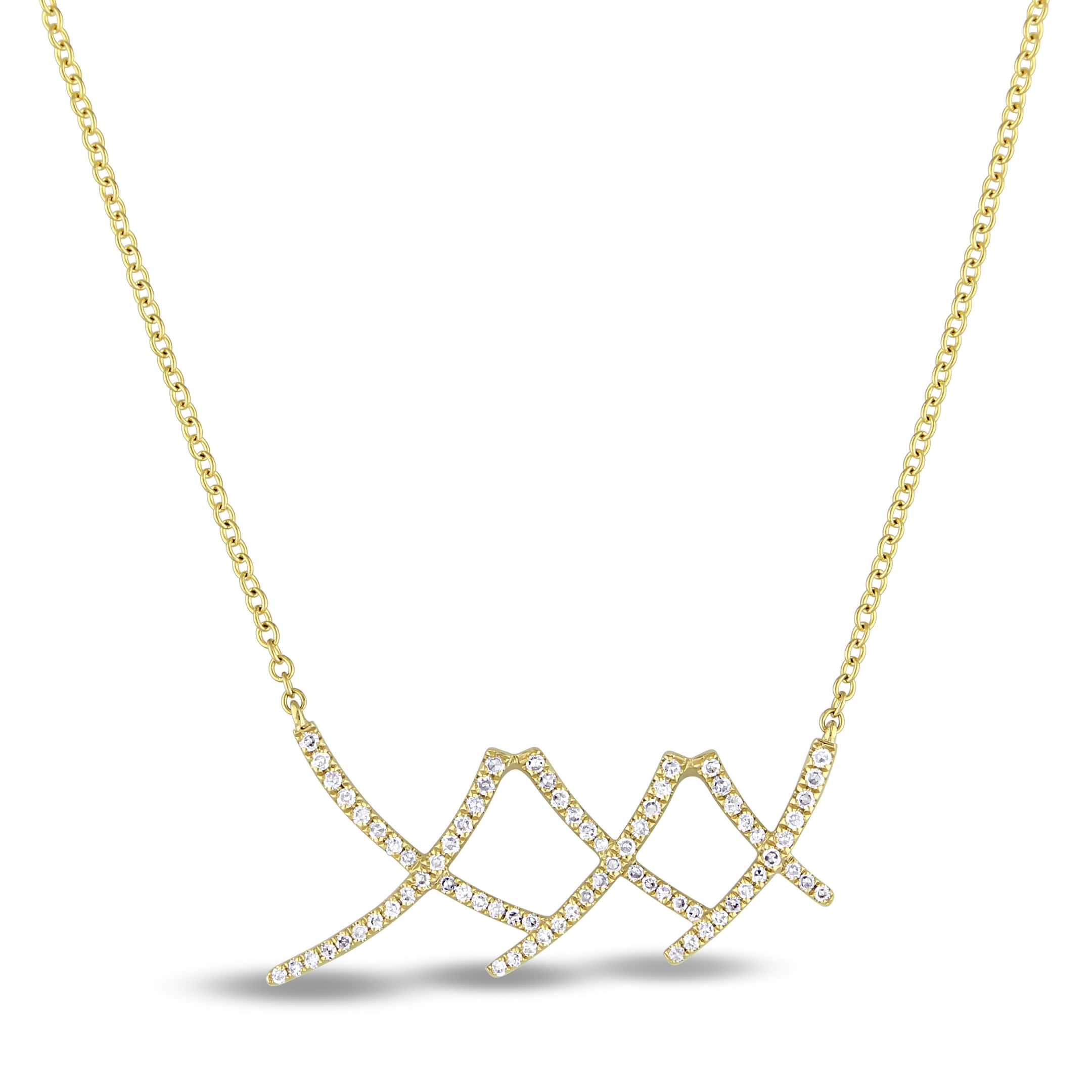 Triple X Diamond Fashion Pendant Necklace 14k Yellow Gold (0.22ct)
