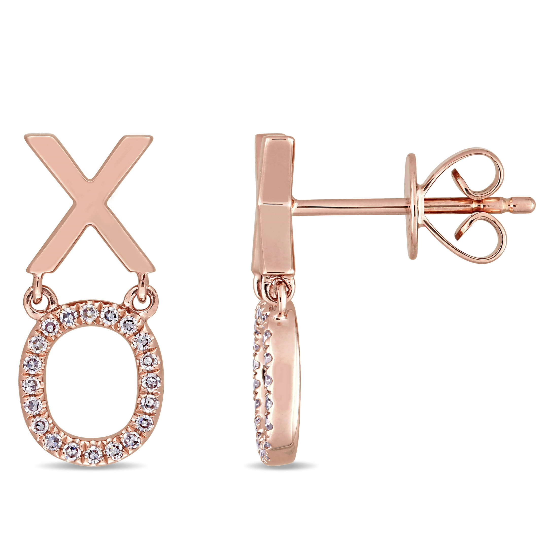 Diamond XO Fashion Post Earrings 14k Rose Gold (0.11ct)