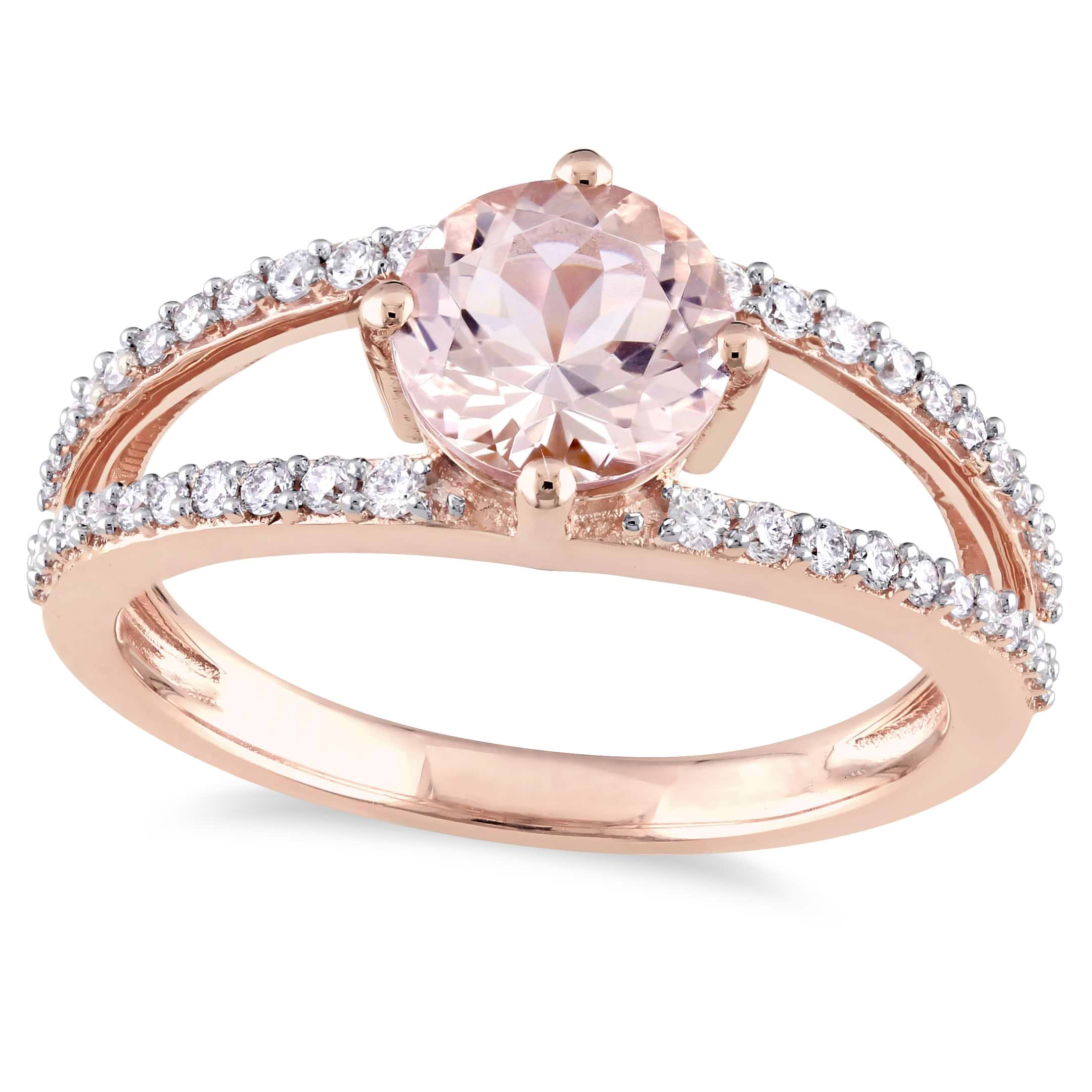Round Morganite & Diamond Fashion Ring 14K Rose Gold (1.46ct)
