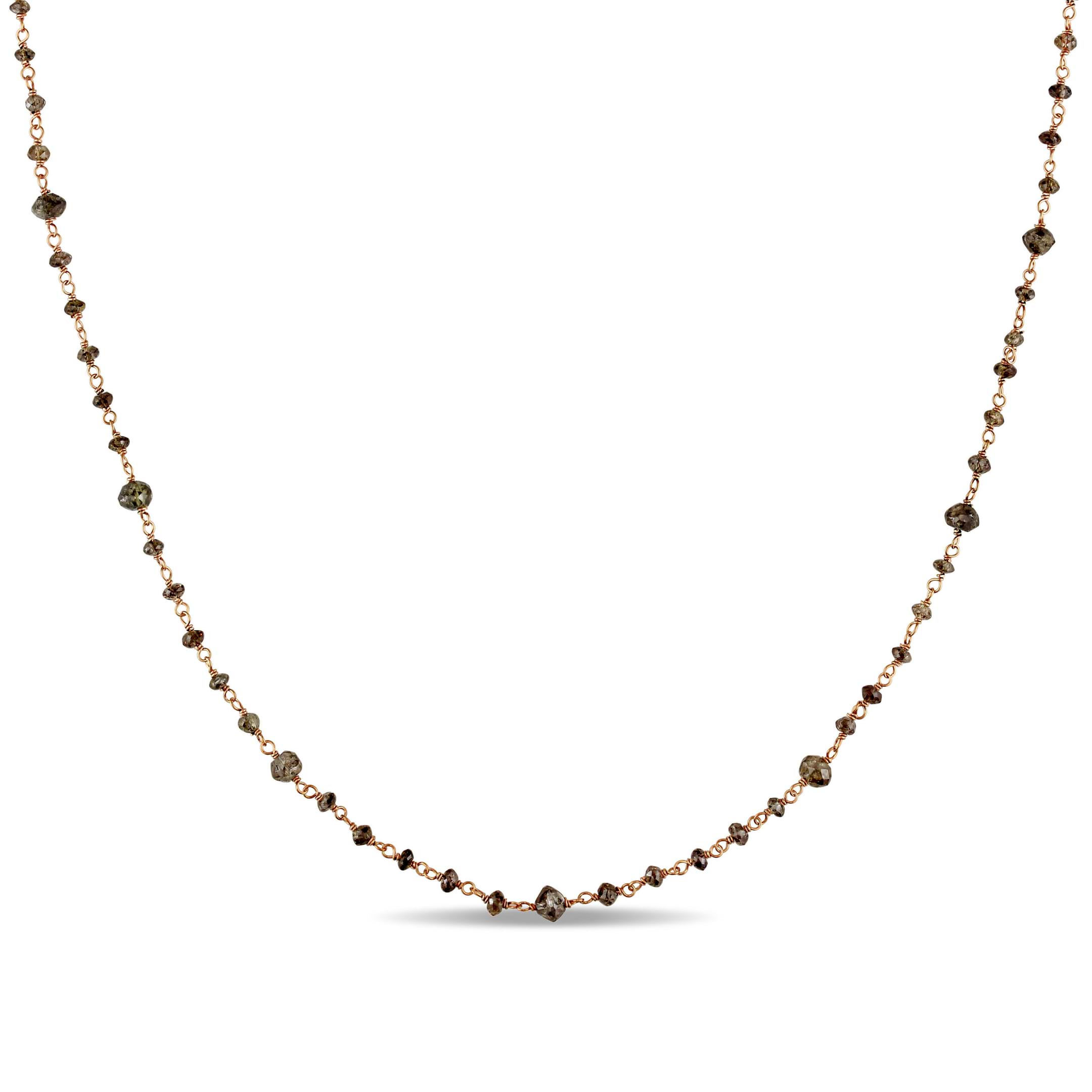 Bead Brown Diamond Necklace 14k Rose Gold (15.00ct)