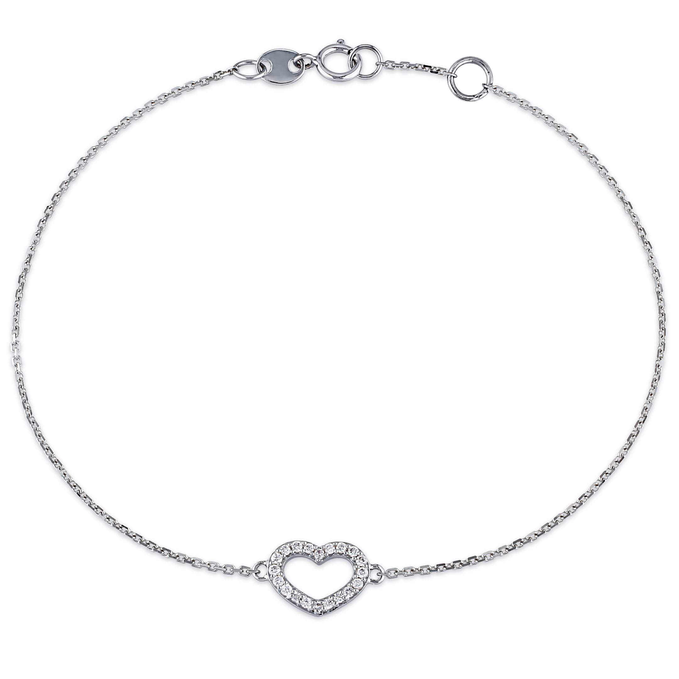 Heart Diamond Adjustable Bracelet 14k White Gold (0.10ct)
