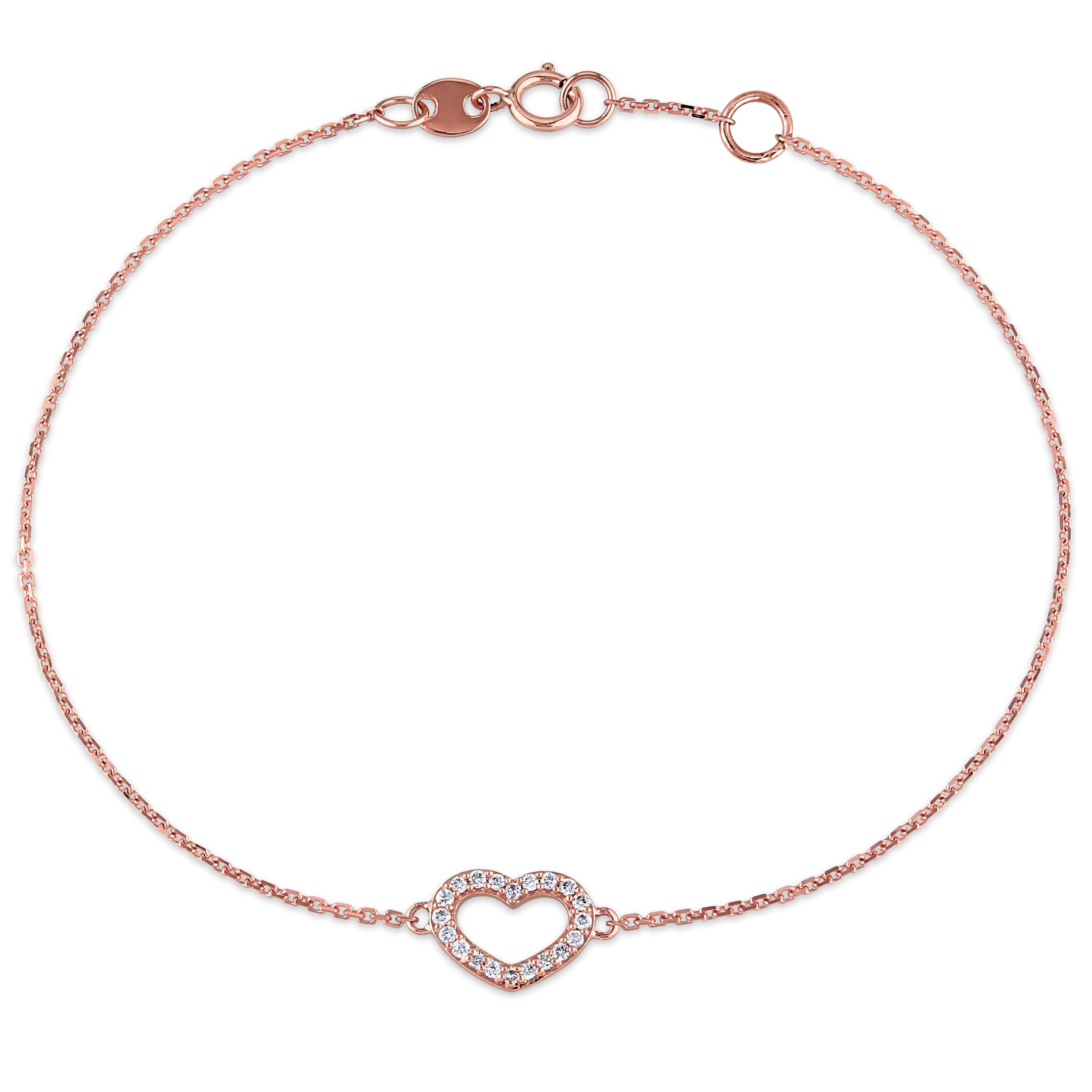 Heart Diamond Adjustable Bracelet 14k Rose Gold (0.10ct)