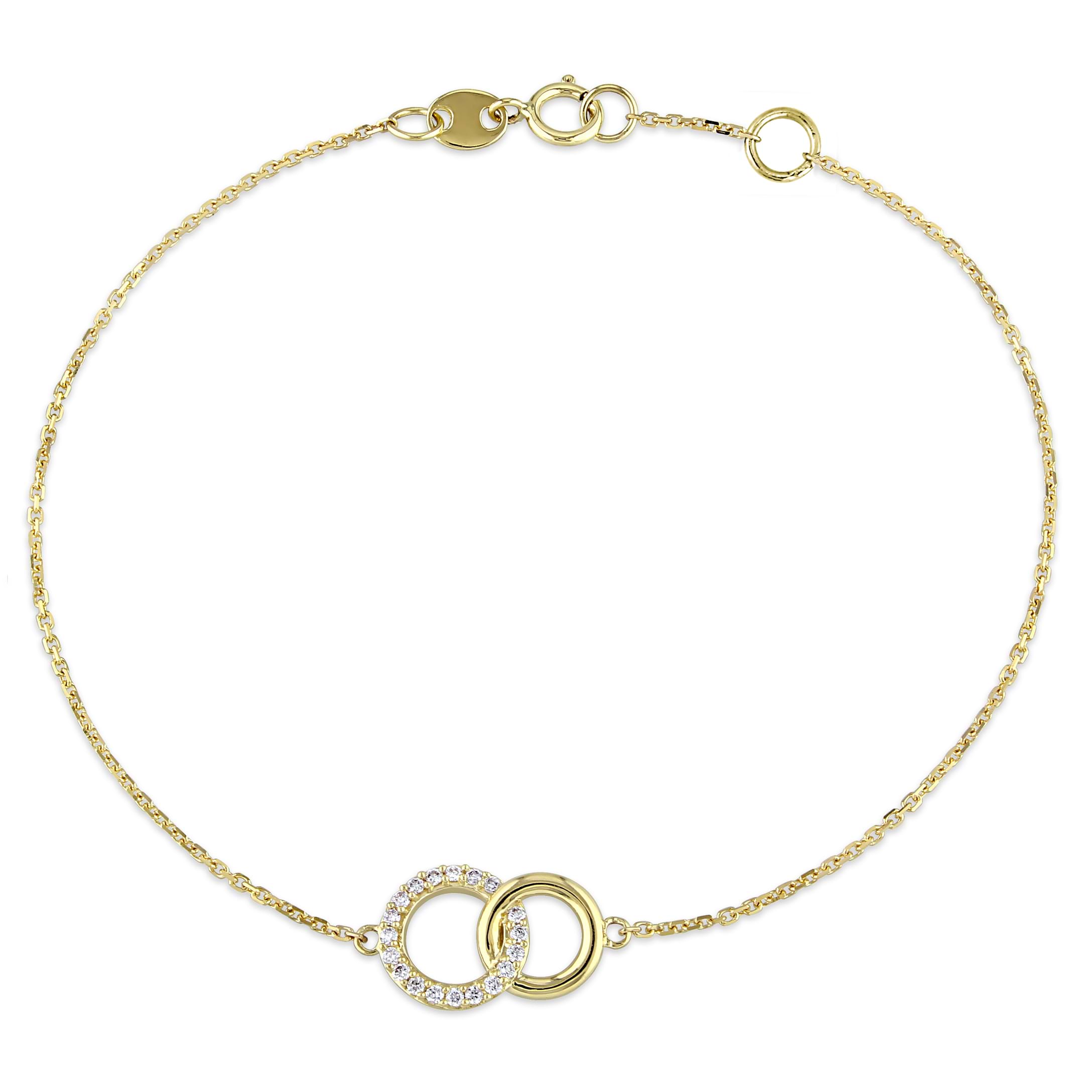 Circle Linked Diamond Bracelet 14k Yellow Gold (0.10ct)