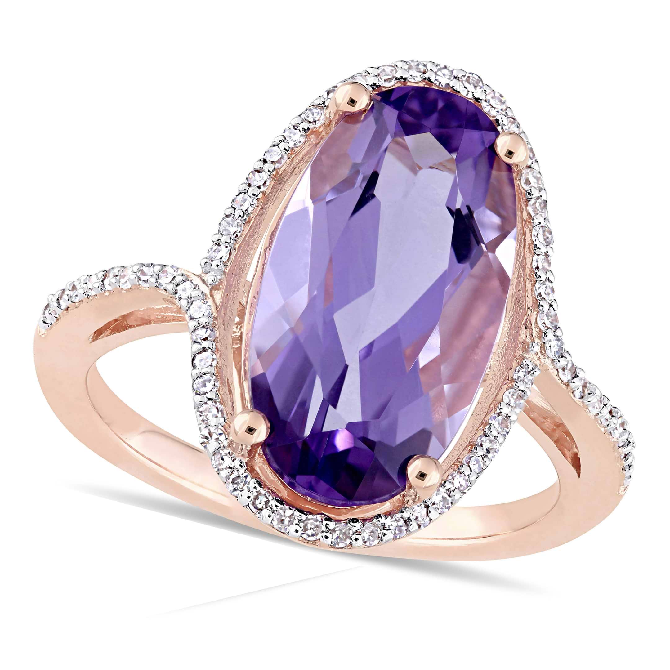 Oval Amethyst and Diamond Fashion Ring 14k Rose Gold (4.50ct)