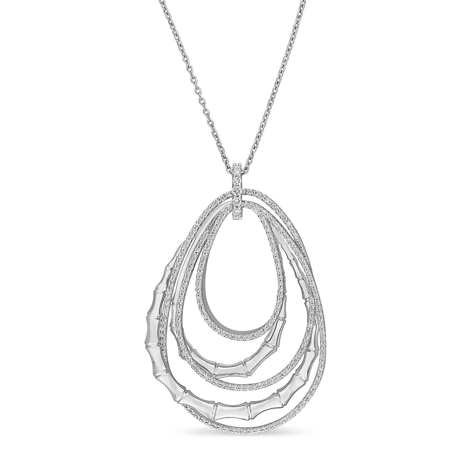 Round Diamond Loop Pendant Necklace 18k White Gold (0.75 ct)