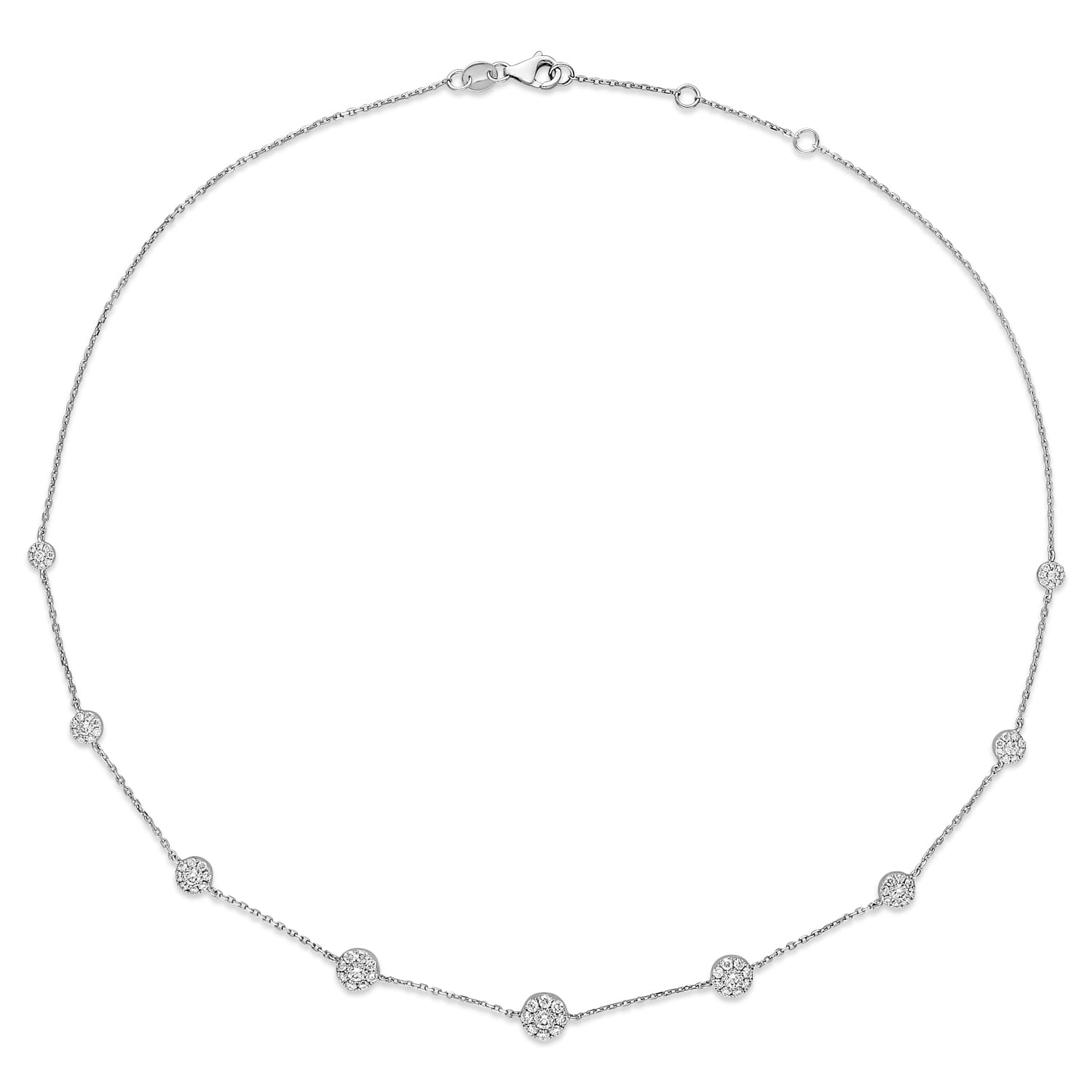Round Diamond 5-Pendant Necklace 18k White Gold (2.30 ct) - AZ3581