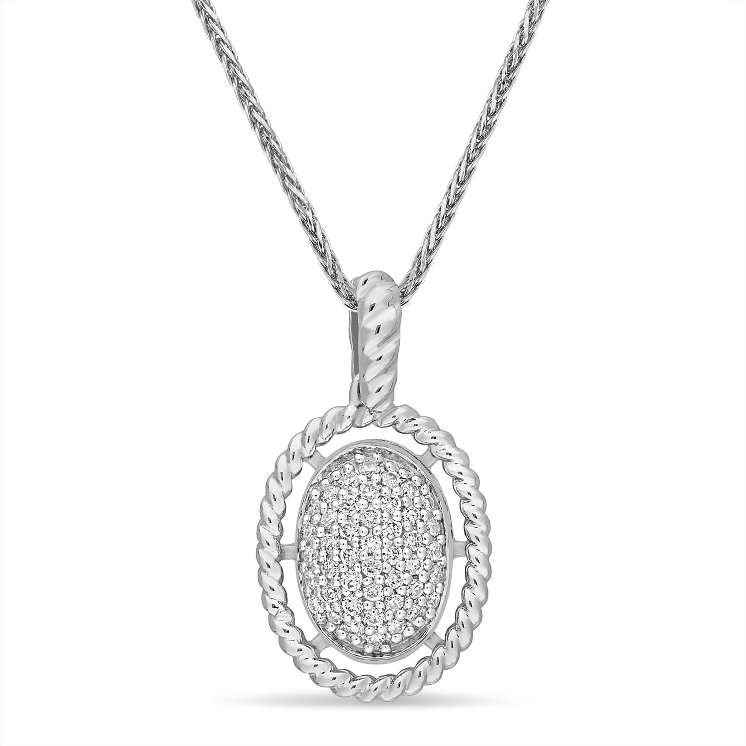Round Diamond Fashion Pendant 18k White Gold (0.25 ct)