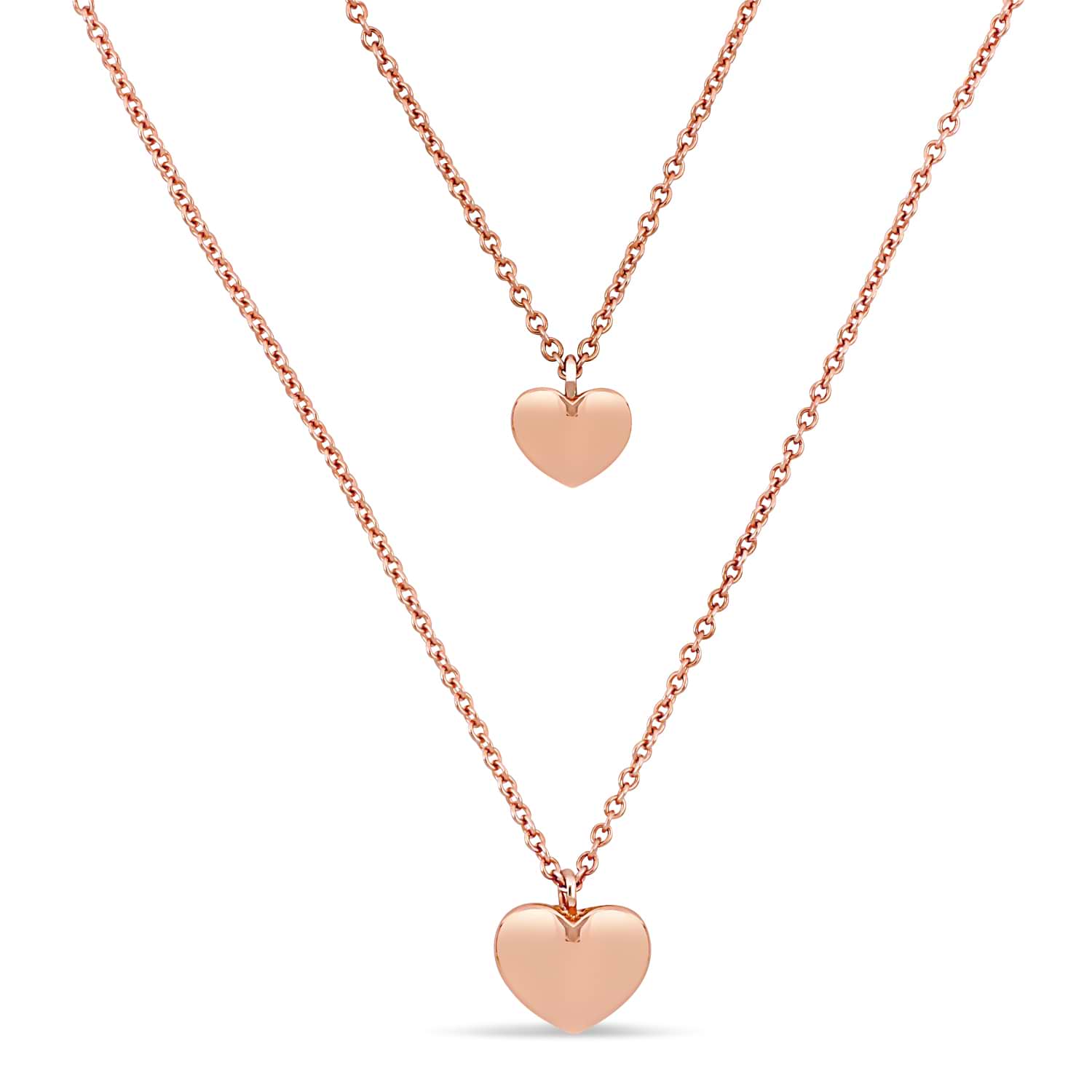Double Heart Necklace 18k Rose Gold