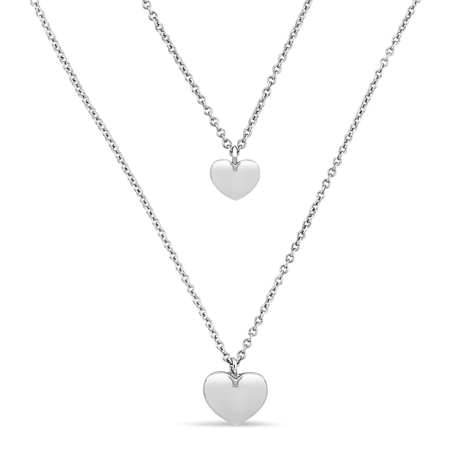 Double Heart Necklace 18k White Gold