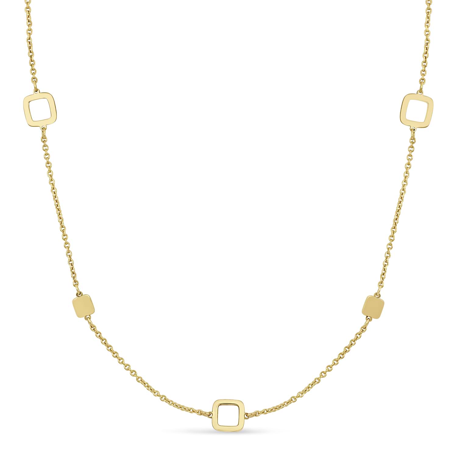 Fancy Squares Necklace 18k Yellow Gold