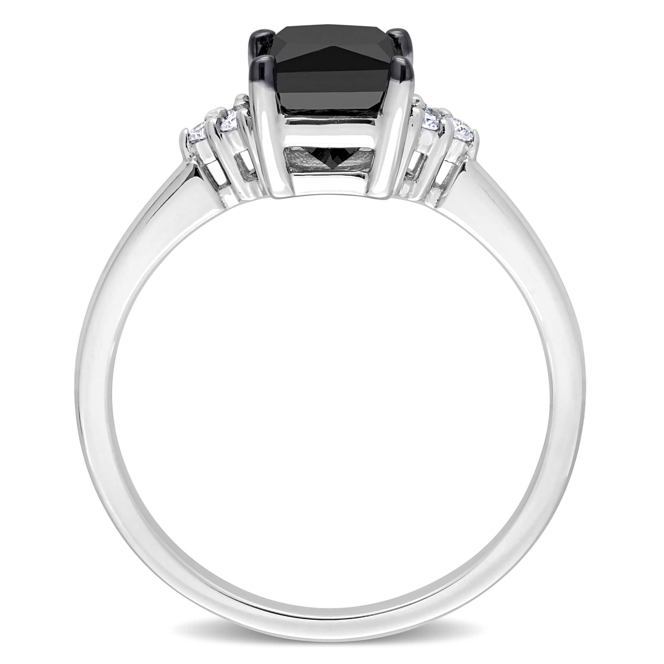 Black and White Diamond Fashion Ring 14k White Gold (0.81ct)