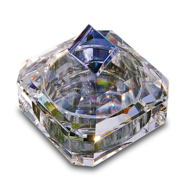 Asscher Shaped Decorative Cut Crystal Trinket Box Custom Engraved