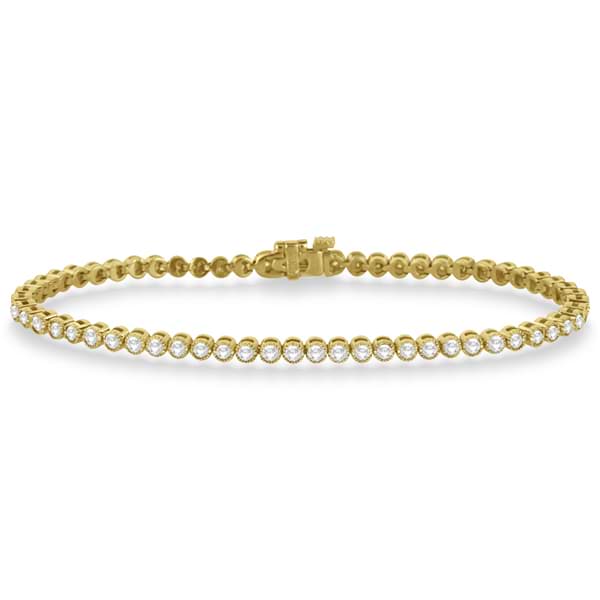 Bezel Set Eternity Diamond Tennis Bracelet 14k Yellow Gold (2.00ct)