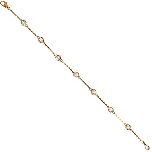 Diamond Station Bracelet Bezel-Set 14K Rose Gold (0.75ct)