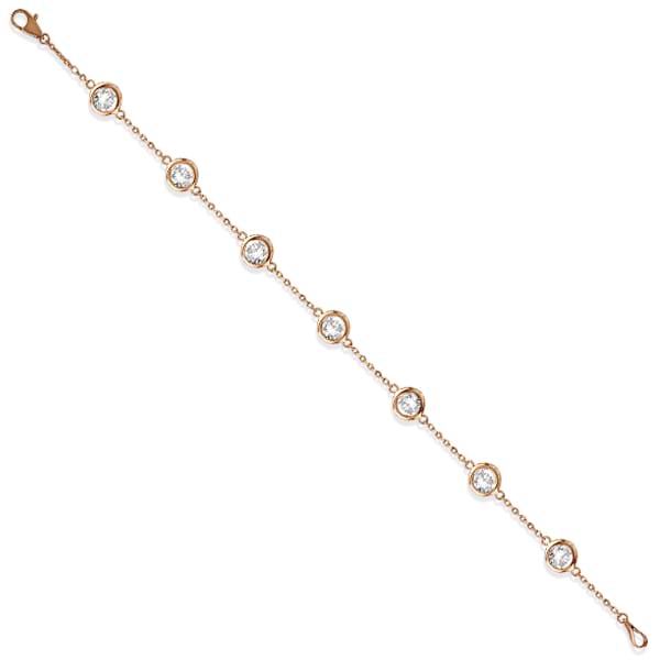 Lab Grown Diamond Station Bracelet Bezel-Set 14K Rose Gold (1.50ct)