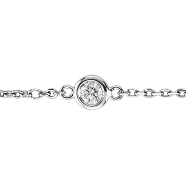 Diamond Anklet Bracelet Bezel Set 14K White Gold (0.75ct)