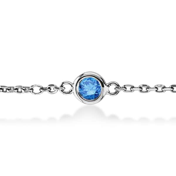 Fancy Blue Diamond Anklet Bracelet 14K White Gold (0.25ct)