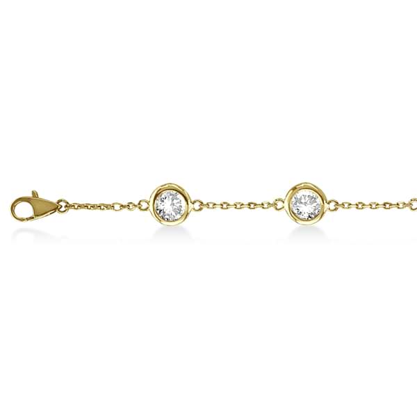 Lab Grown Diamond Anklet Bracelet Bezel Set 14K Yellow Gold (1.50ct)