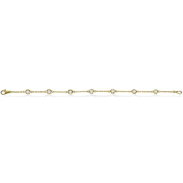 Diamond Anklet Bracelet Bezel Set 14K Yellow Gold (0.37ct)