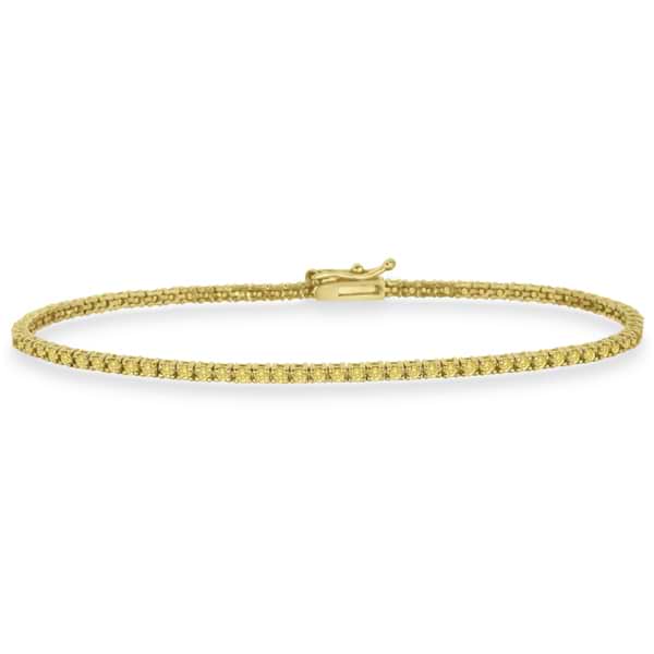 Fancy Yellow Eternity Diamond Tennis Bracelet 14k Y. Gold (2.10ct)