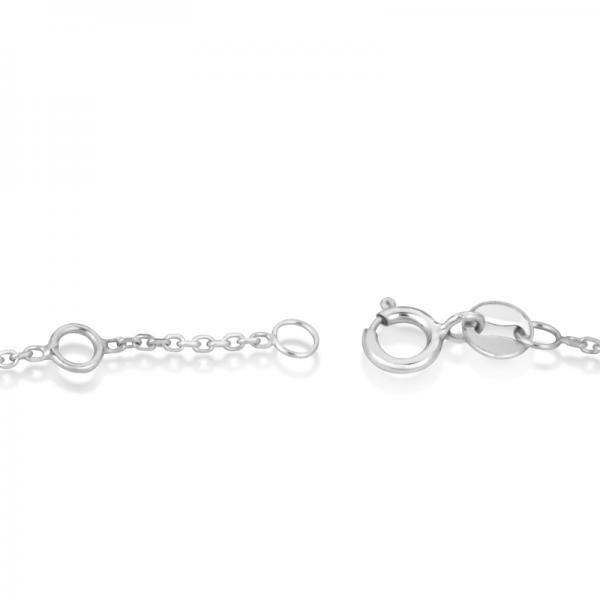 Sideways Cross Chain Bracelet & Diamond Accents 14k White Gold 0.20ct