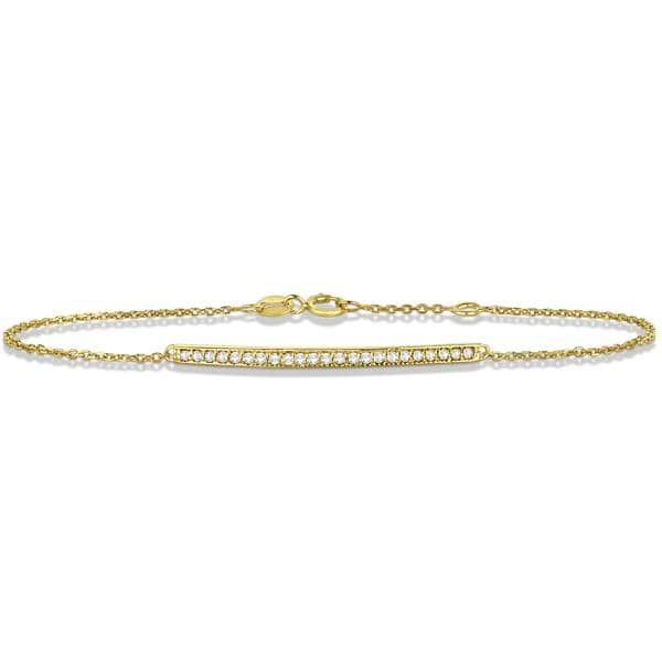 Ladies Diamond Bar Link Bracelet Pave Set 14k Yellow Gold 0.15ct