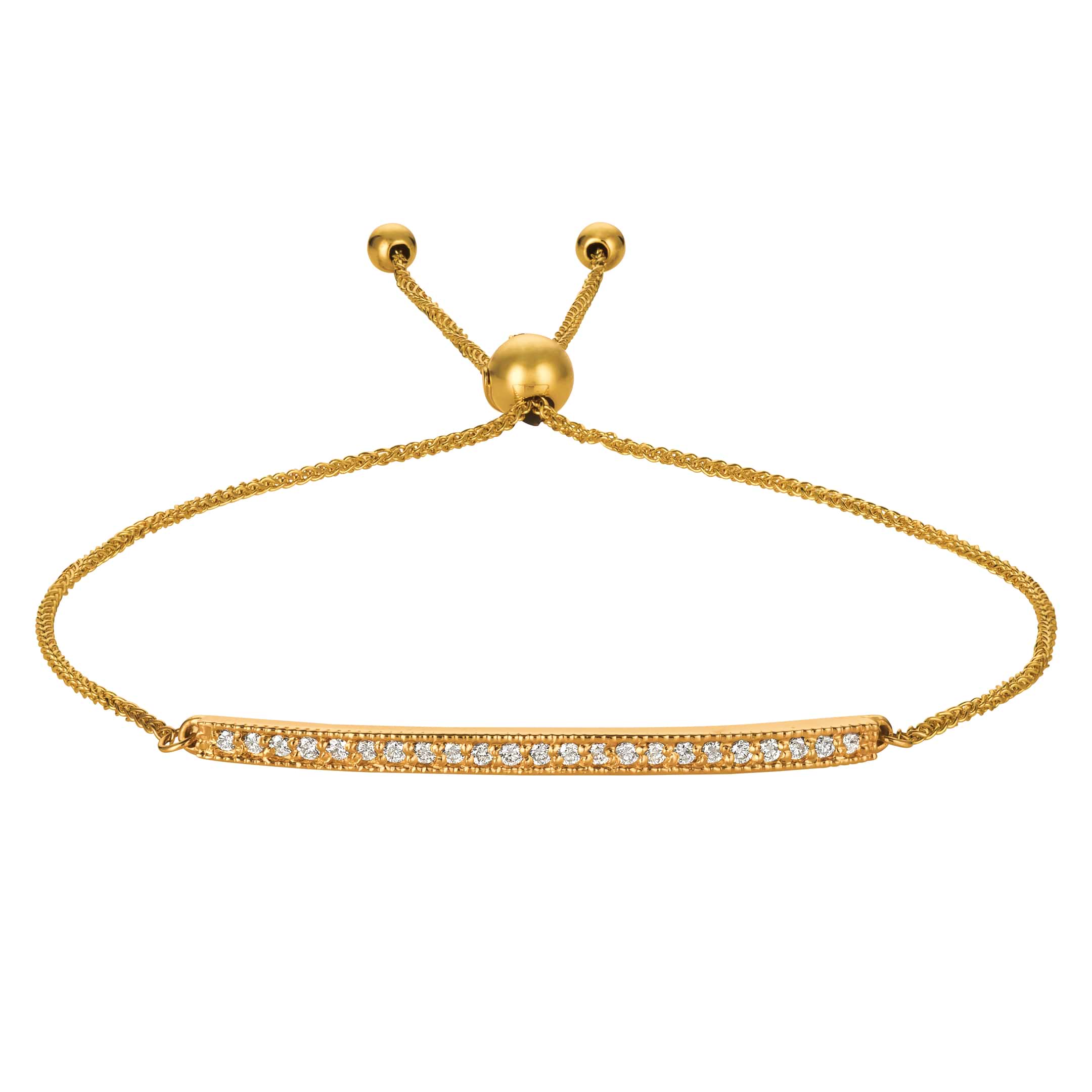 Flexible Rope Friendship Bolo Bar Diamond Bracelet 14k Yellow Gold (0.20ct)