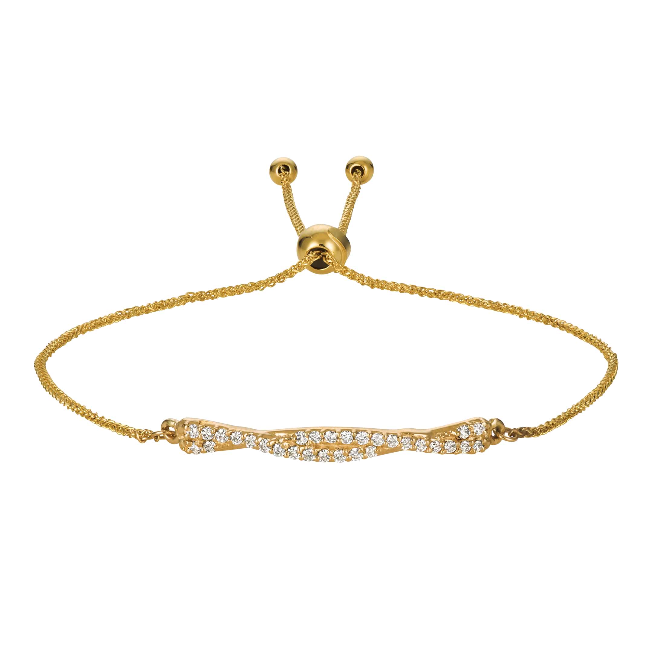 Flexible Bolo Twisted Diamond Bracelet 14k Yellow Gold (0.25ct)