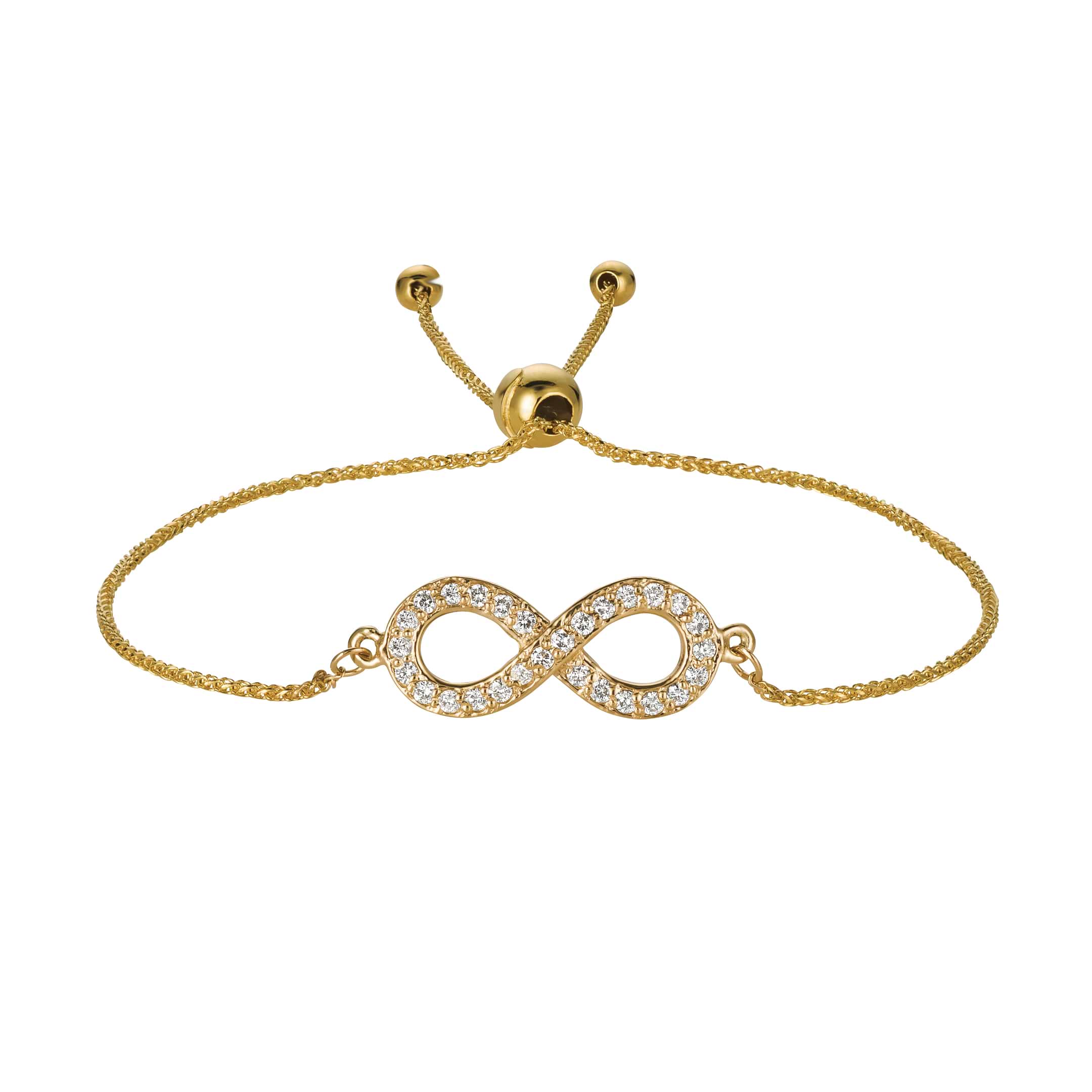 Bolo Diamond Infinity Adjustable Bracelet 14k Yellow Gold (0.25ct)