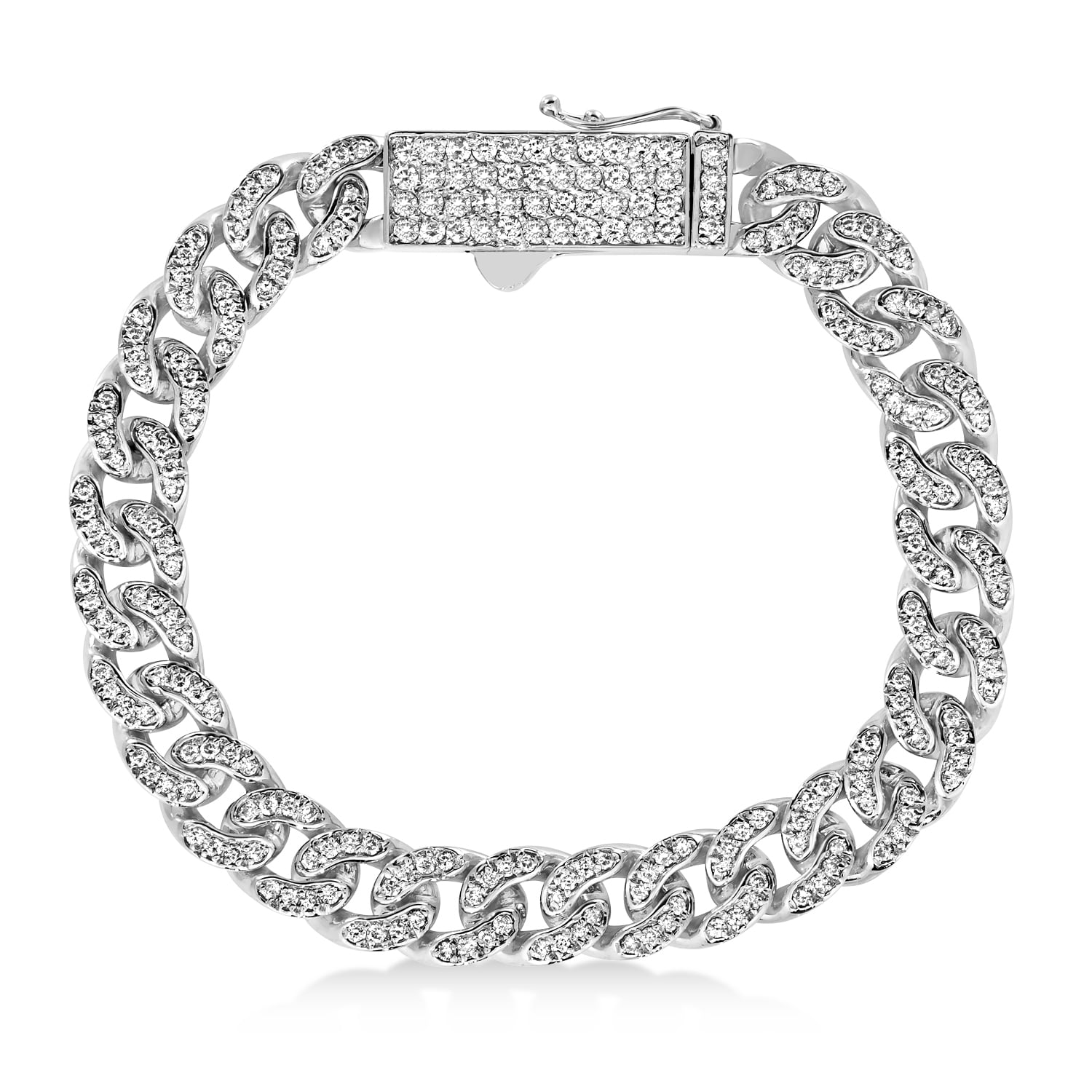 Diamond Miami Cuban Chain Bracelet 14k White Gold (3.05ct)