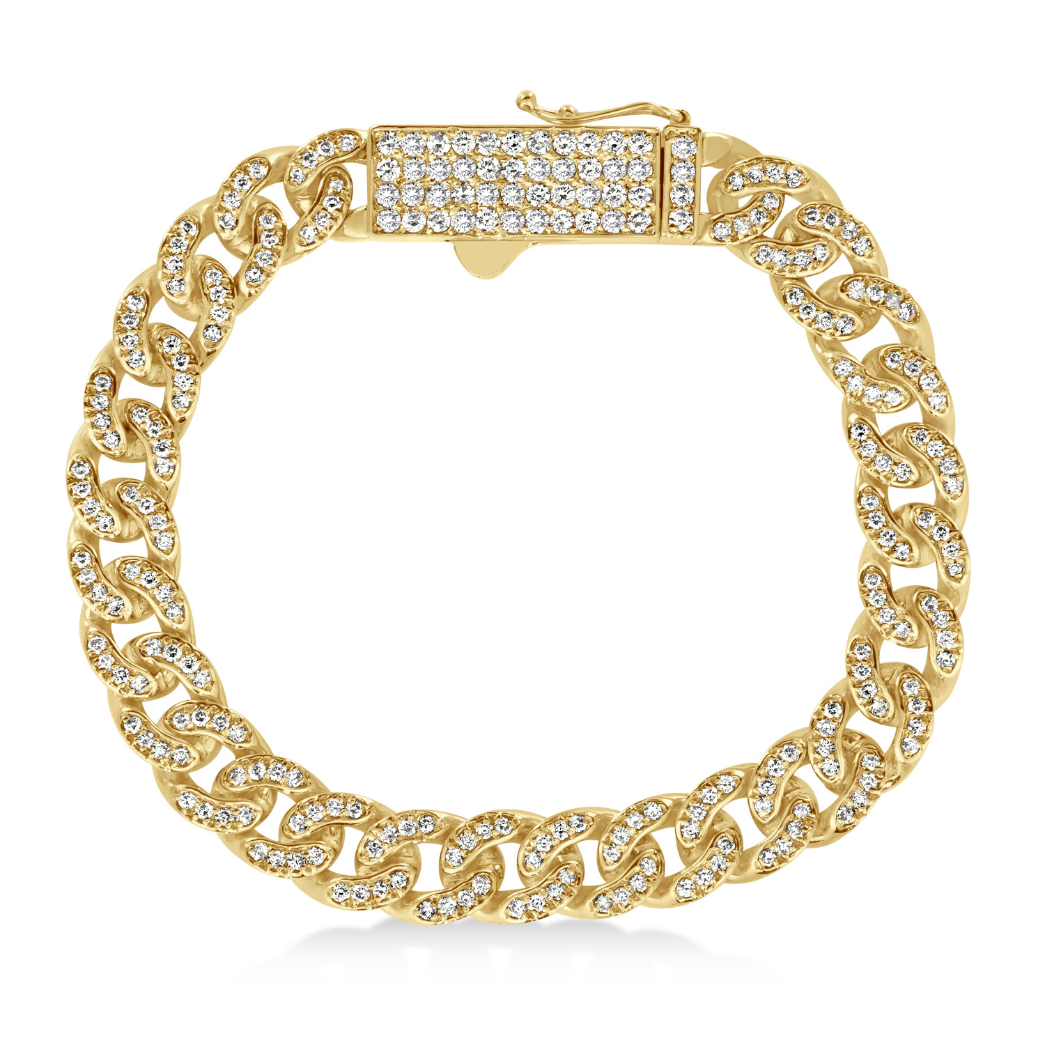 Diamond Miami Cuban Chain Bracelet 14k Yellow Gold (3.05ct)