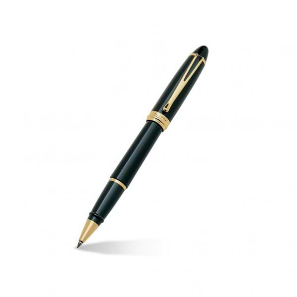 Aurora Ipsilon Black Rollerball Pen w/ 14k Yellow Gold Details